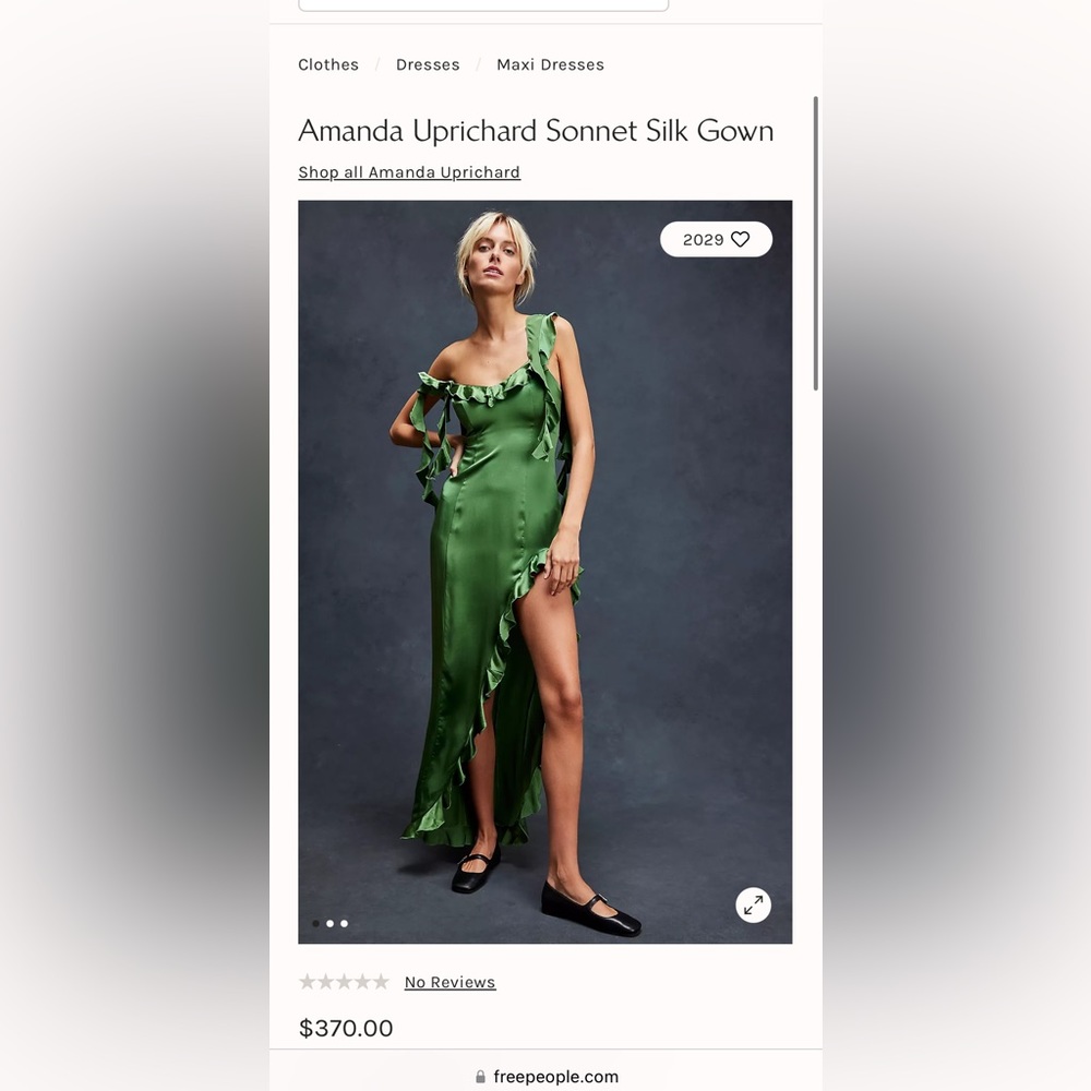 Amanda Uprichard dark green silk maxi dress